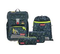 Step by Step Cloud School Bag Set, 5 Pieces, Ergonomic Satchel with Reflectors, Height-Adjustable with Waist Belt, from 1st Class, 19L, Rocco Excavator - Grey