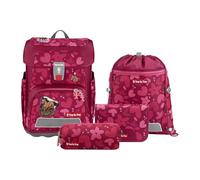 Step by Step Cloud School Bag Set, 5 Pieces, Ergonomic Satchel with Reflectors, Height-Adjustable with Waist Belt, from 1st Class, 19L, Wild Horse Nora - Red