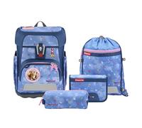 Step by Step Cloud School Bag Set, 5 Pieces, Ergonomic Satchel with Reflectors, Height-Adjustable with Easy Belt for Children from 1st Grade, 19 L, Horse Friends - Blue