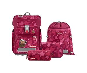 Step by Step Cloud School Bag Set, 5 Pieces, Ergonomic Satchel with Reflectors, Height-Adjustable with Waist Belt, from 1st Class, 19L, Wild Horse Nora - Red