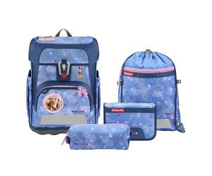 Step by Step Cloud School Bag Set, 5 Pieces, Ergonomic Satchel with Reflectors, Height-Adjustable with Easy Belt for Children from 1st Grade, 19 L, Horse Friends - Blue