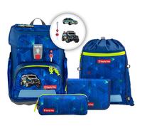 Step by Step Cloud School Bag Set, 5 Pieces, Ergonomic Satchel with Reflectors, Height-Adjustable with Waist Belt, from 1st Class, 19L, Police Truck Charly - Blue