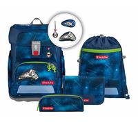 Step by Step Cloud School Bag Set, 5 Pieces, Ergonomic Satchel with Reflectors, Height-Adjustable with Waist Belt, from 1st Class, 19L, Starship Galactus - Blue
