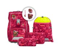 Step by Step Giant 5-Piece School Bag Set, Green, Ergonomic Satchel with Reflectors, Height Adjustable with Hip and Chest Strap, for Children from 1st Grade, 23 Litres, Wild Horse Nora - Red, School