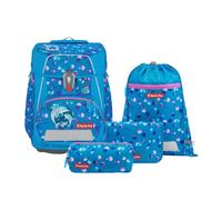 Step by Step Satchel Space Schulranzen-Set 5 -piece Dolphin Finja Blue | Ergonomic satchel with reflectors, height adjustable with waist belt