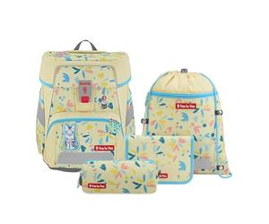 Step by Step Space "Cat Lilly School Bag Set, Yellow, Cat Design, Ergonomic Satchel with Reflectors, Height Adjustable with Waist Belt for Girls from 1st Grade, 20 L