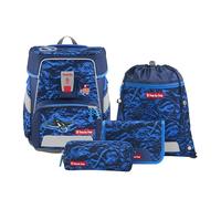 Step by Step Space "Manta Rio" School Bag Set, Blue, Underwater World Design, Ergonomic Satchel with Reflectors, Height Adjustable with Waist Belt for Boys from 1st Grade, 20 L