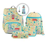 Step by Step Space "Cat Lilly School Bag Set, Yellow, Cat Design, Ergonomic Satchel with Reflectors, Height Adjustable with Waist Belt for Girls from 1st Grade, 20 L