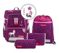 Step by Step Space School Bag Set, 5 Pieces, Ergonomic Satchel with Reflectors, Height Adjustable with Waist Belt, from 1st Class, 20 Litres, Pretty Unicorn Nuala - Pink, 28 x 37 x 20 cm, School bag