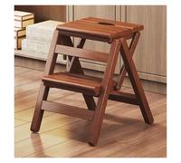 Step Chair 3 Step Stool Wooden Folding Ladder Chair Multi-Use Counter Chair/Kitchen Cabinet Stool Ladder,Portable Ladder Anti-Slip Ladder High Chair(Two-steps)