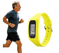 Step Counter for Walking,Step Counter Watch,Digital Lcd Watch,Run Steps Walking Distance Calorie Counter,Durable Watches for Women Men,Sports Wristwatch,Electronic Student Silicone Watches (Yellow)