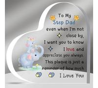 Step Dad Acrylic Plaques Father's Day Gifts Appreciate Stepparent Birthday Heart Sign Home Decorations Christmas Pappy I Love You Souvenirs from Step Son Daughter to Daddy Retirement Elephants