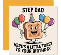 Step Dad Birthday Card - A Little Toast To You - Happy Birthday Card for Step Dad from Son Daughter, 145mm A Little Toast To You Bday Greeting Cards
