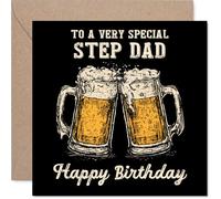 Step Dad Birthday Card - Bday Beer - Happy Birthday Card for Step Dad from Son Daughter, 145mm Cheers Beer Greeting Cards