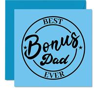 Step Dad Birthday Card - Best Bonus Dad Ever - Funny Novelty Happy Birthday Father's Day Card from Step-Son Daughter, 145mm Greeting Cards for Step Daddy Papa Father