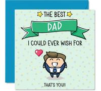Step Dad Birthday Card - Best I Could Ever Wish For - Happy Birthday Card for Step Dad from Son Daughter, 145mm Cute Bday Greeting Cards