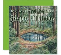 Step Dad Birthday Card, Outdoor Watercolor Pond