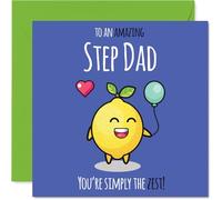 Step Dad Birthday Card - Simply The Zest - Happy Birthday Card for Step Dad from Son Daughter, 145mm cute lemon Bday Greeting Cards