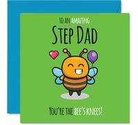 Step Dad Birthday Card - Youre The Bees Knees! - Happy Birthday Card for Step Dad from Son Daughter, 145mm cute bee Bday Greeting Cards