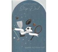 Step-Dad Father's Day Card, Sports Theme Design with Trophy, Blue