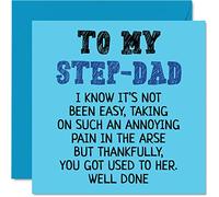Step Dad Birthday Card - Well Done - Funny Novelty Happy Birthday Father's Day Card from Step-Son Daughter, 145mm Beautiful Greeting Cards for Step Father Dad Daddy Papa