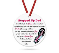 Step Dad Gift from Daughter Son Ceramic Hanging Gifts for Bonus Dad Papa Thank You Gifts for Stepdad Father's Day Christmas Birthday Gift for Stepfather Father in Law Ceramic Hanging Decoration