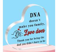 Step Dad Gifts Step Mum Gifts DNA Doesn't Make You Family Love Does Heart-Shaped Acrylic Plaque Gift