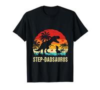 Step-Dadsaurus Dinosaurs Funny Stepfather Retro Sunset T-Shirt