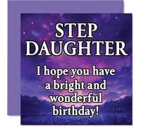 Step Daughter Birthday Card - Magical Night Sky - Happy Birthday Card for Step Daughter from Dad Mum, 145mm Bright and Wonderful Sentiment Bday Greeting Cards