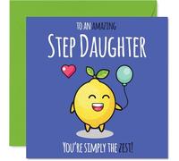 Step Daughter Birthday Card - Simply The Zest - Happy Birthday Card for Step Daughter from Dad Mum, 145mm cute lemon Bday Greeting Cards