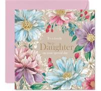 Step Daughter Birthday Card - Special Greetings - Happy Birthday Card for Step Daughter from Dad Mum, 145mm floral design Bday Greeting Cards