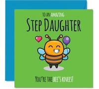 Step Daughter Birthday Card - Youre The Bees Knees! - Happy Birthday Card for Step Daughter from Dad Mum, 145mm cute bee Bday Greeting Cards