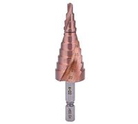 Step Drill Bit, Cobalt Coated High Speed Steel Hex Shank Hole Opening Tool for Stainless Steel Wood Aluminum PVC, Multi Function Drill Bit for Deburring Chamfering (4-22)