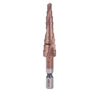Step Drill Bit, Cobalt Coating High Speed Steel Hex Shank Hole Opening Tool, Multifunctional Drill Bit for Stainless Steel Wood Aluminum PVC with Seven Size Options (4-12)