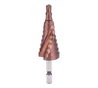 Step Drill Bit, Cobalt Coating High Speed Steel Hex Shank Hole Opening Tool, Multifunctional Drill Bit for Stainless Steel Wood Aluminum PVC with Seven Size Options (6-24)