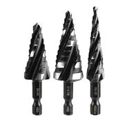 Step Drill Bit Set, 5PCS Four Spiral Flute Bits For Metal, 50 Sizes Titanium-Coated HSS With 1/4" Hex Shank(3PCS)