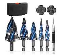 Step Drill Bit Set Four Spiral Flute Step Bits for Metal HSS Drill Bits with 1/4'' Hex Shank for Aluminum Wood Plastic(B)