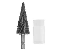 Step Drill Bit with 4 Flute, 12 Step Spiral Design, 1 / 4in Hex Shank, 3/16 to 7 / 8in Drilling Range - Efficient Chip Removal, High Hardness Cobalt, Versatile for Wood and Met