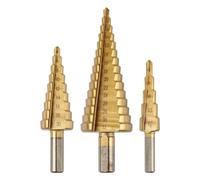 Step Drill Bits: 4-12, 4-20, 4-32mm, TiN, Set of 3 54T300