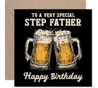 Step Father Birthday Card - Bday Beer - Happy Birthday Card for Step Father from Son Daughter, 145mm Cheers Beer Greeting Cards