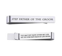 Step Father of The Bride Groom Gifts from Daughter Son, Stepfather of The Groom Bride Tie Clip Gifts for Wedding Day for Dad, silver, S