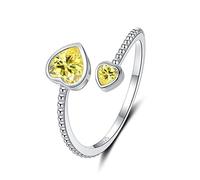 Step Forward Christmas Gifts Grils Ring Sterling Silver November Yellow Heart Birthstone Birthday Gifts Jewelry for Friend or Daugther or Kids