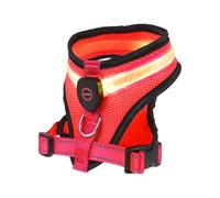 Step-in Air Dog LED Harness - All Weather Mesh, Reflective, No Pull Harness for Small, Medium Dogs, Cats - Secure, Buckle, D-Ring, Rechargeable, Water Resistant (Red, Medium)