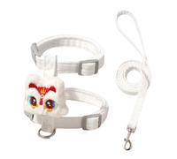 Step-In Cat Harness - Outdoor Safe Escape Proof Vest for Jogging, Cute Chinese Lion New Year Stylish Padded Chest Protector + Reflective Trim, Soft Mesh