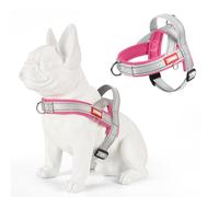 Step in Dog Harness Medium Sized Dog, Freedom Escape Proof No-Pull Lightweight Soft Padded Breathable Mesh Dog Harness for Medium Size Dogs, Adjustable Easy Walk Harness with Front Clip, Pink/Gray, L