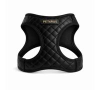 Step-in Dog Vest Harness Classic Quilted Design Vegan Leather Lightweight Breathable Mesh Soft Gold Black Durable Stylish Fashion Pet Accessory (Black, Small: Neck=9.4-11.4''/Chest=14.5-17'')
