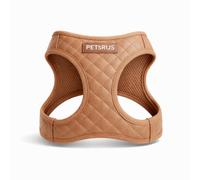 Step-in Dog Vest Harness Classic Quilted Design Vegan Leather Reflective Lightweight Breathable Mesh Soft White Taupe Brown Durable Stylish Pet Accessory (Tan Brown, Small)