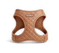 Step-in Dog Vest Harness Classic Quilted Design Vegan Leather Reflective Lightweight Breathable Mesh Soft White Taupe Brown Durable Stylish Pet Accessory (Tan Brown, Small)