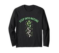 Step Into Nature Minimal Leaf Footprint Design Long Sleeve T-Shirt