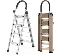 Step Ladder, 4 Step Folding Stool, Multifunctional Aluminum Alloy Ladder with 150KG Capacity for Indoor Cleaning and Roof Work